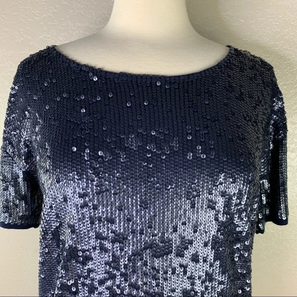 J. Crew Gorgeous Navy Full Sequined Top Size X-Small